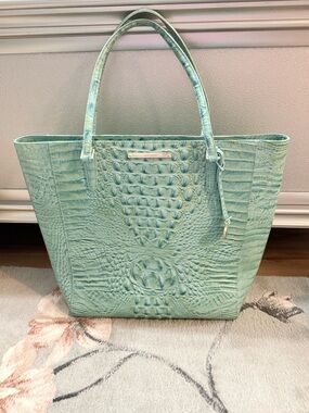 Brahmin Mint Croc-Embossed Tote